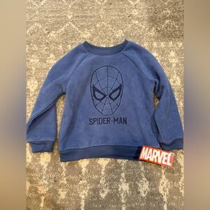 Boys Marvel Spider-Man Blue Fleece Crewneck Sweater